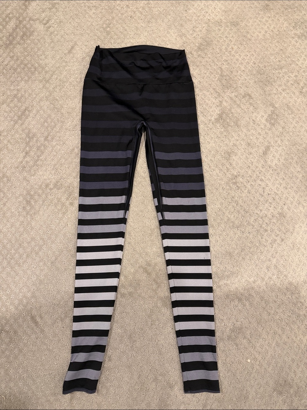 K Deer' Black and Gray Striped Leggings